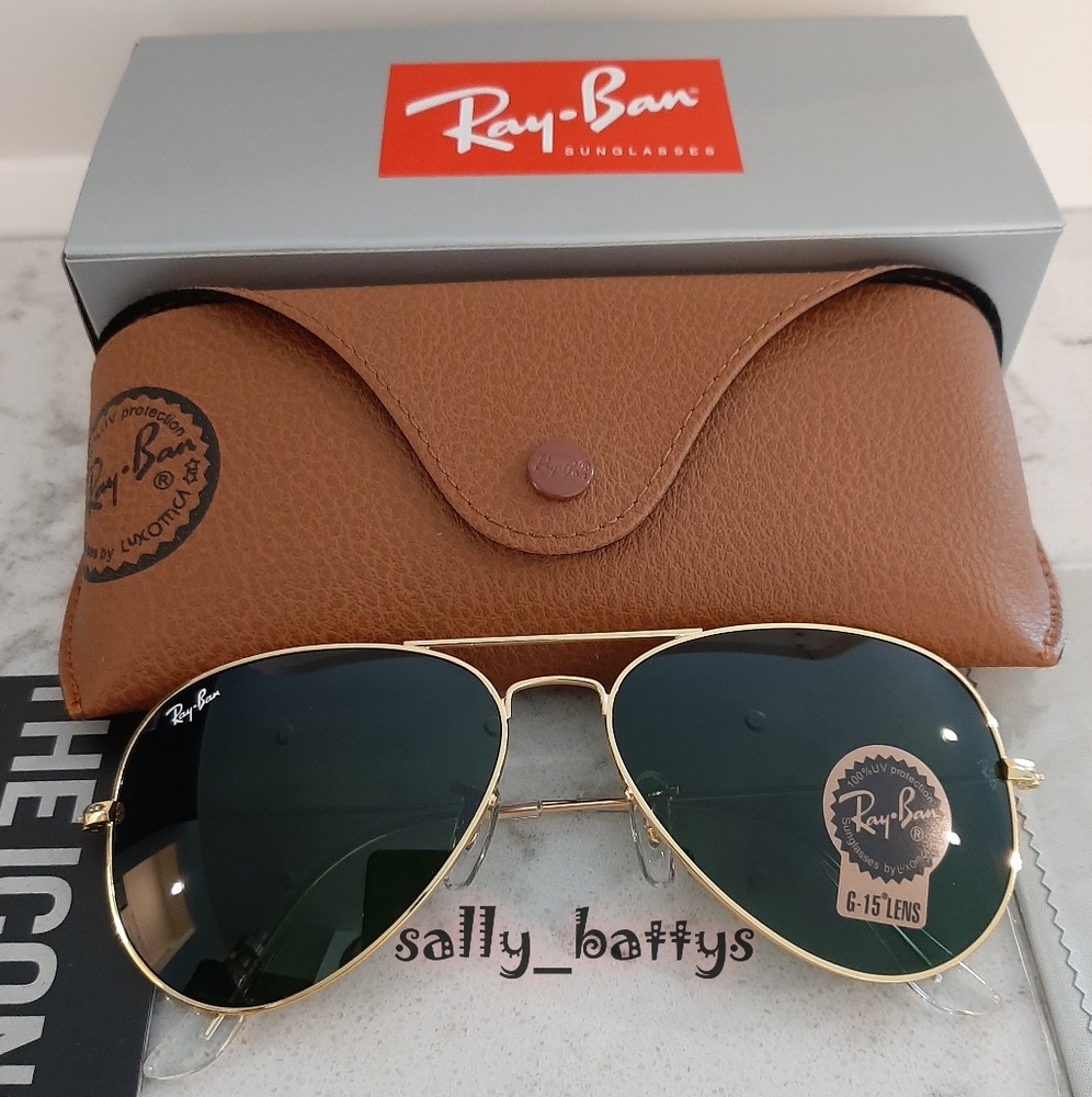 RayBan (Store Display) Aviator Green Lenses RB3025 - Picture 3 of 12